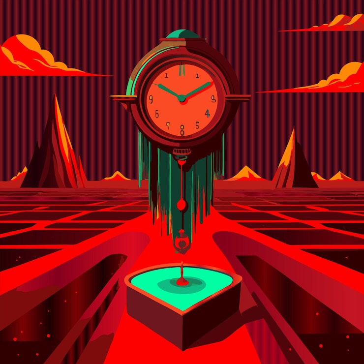 Vector a clock with the time of 12 00 on it