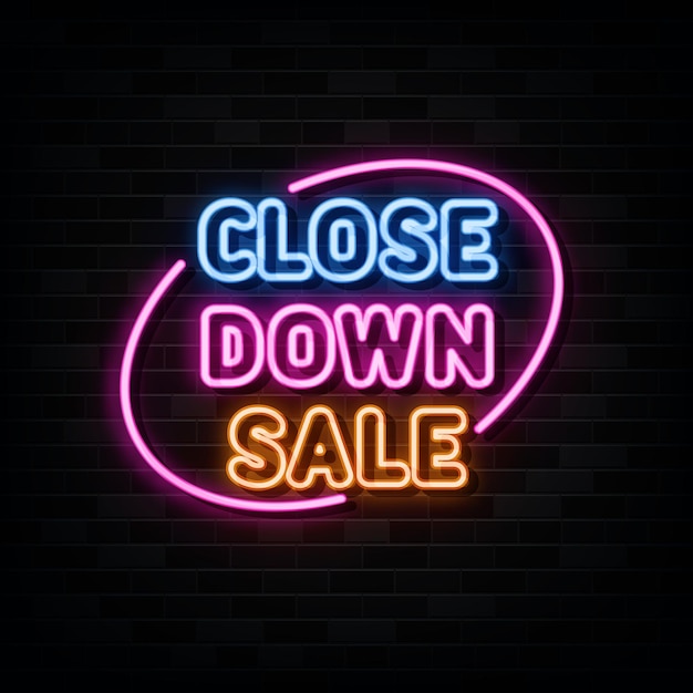 close down sale neon text neon sign neon symbol