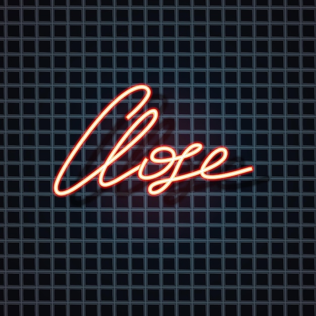 Vector close neon sign neon sign bright signboard light banner vector icon