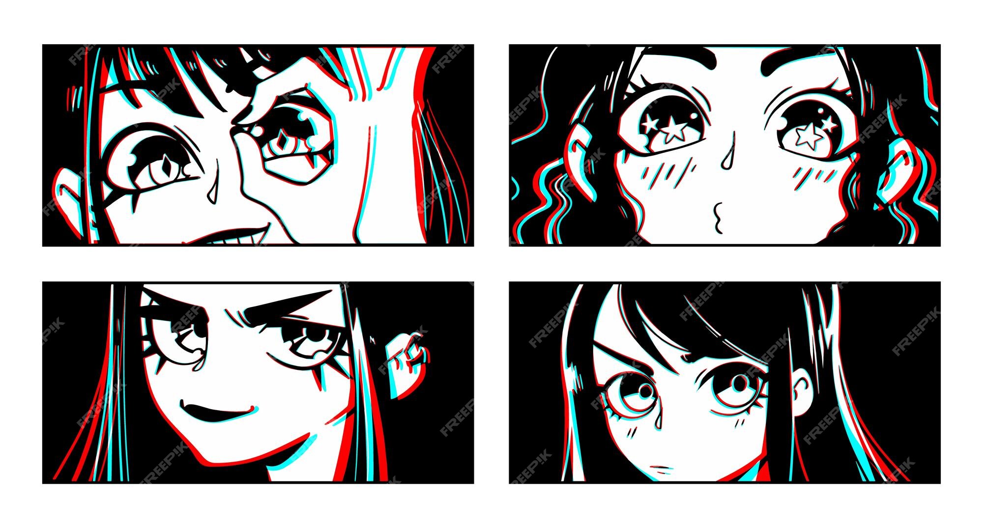 Premium Vector  Cute anime girls eyes. manga face expressions