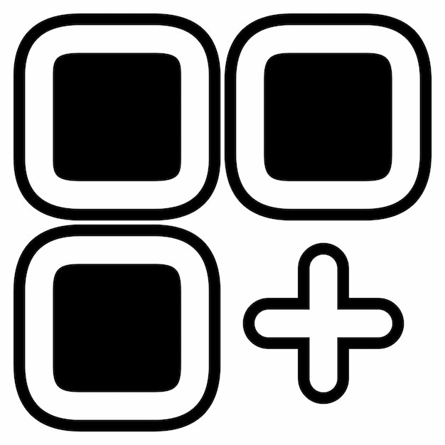 a close up of a black and white picture of a square and a plus