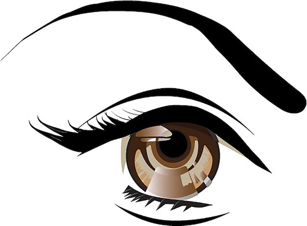 Vector close up brown anime eye, manga style.