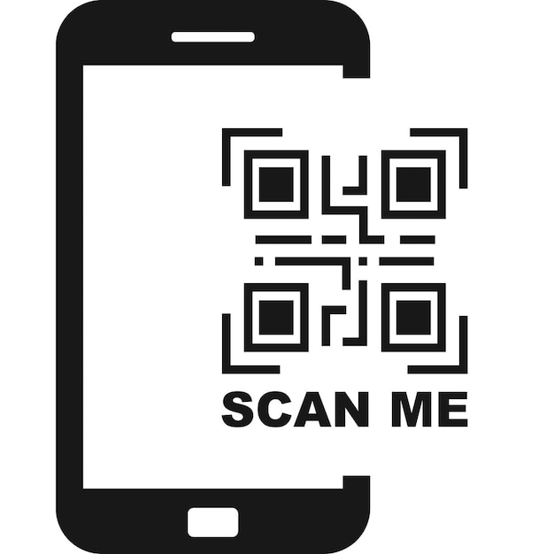 Vettore un primo piano di un telefono cellulare con un codice qr su di esso