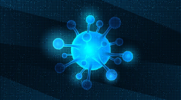 Close-up Coronavirus 2019-nCoV on Technology background,medical healthcare and microbiology concept,Design for COVID-19 outbreaking.
