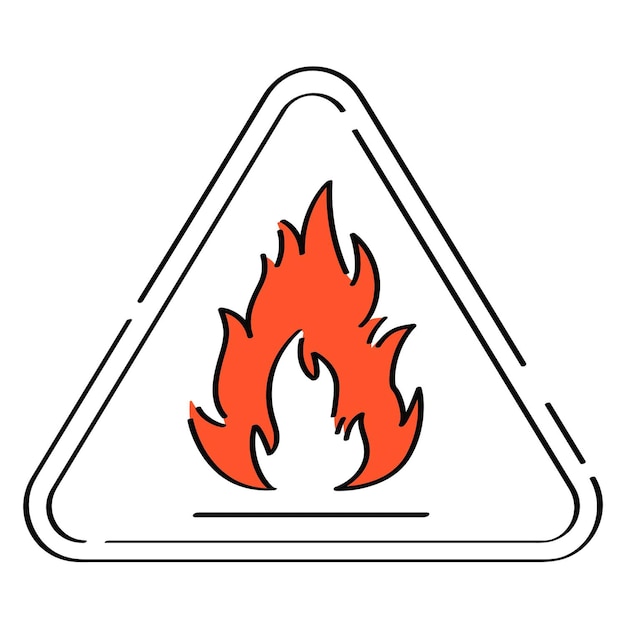 색 배경 에 있는 화재 위험 표지판 의 근접 사진