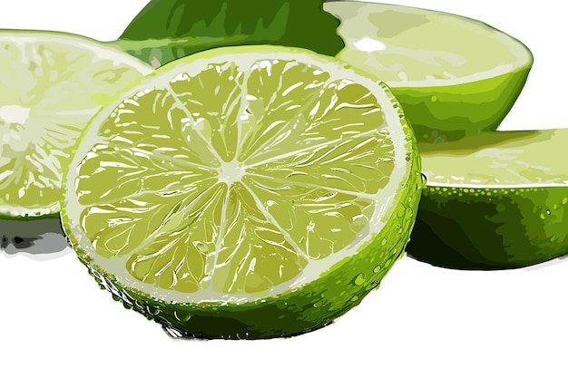 Close up of a fresh sour lime vector art illustration