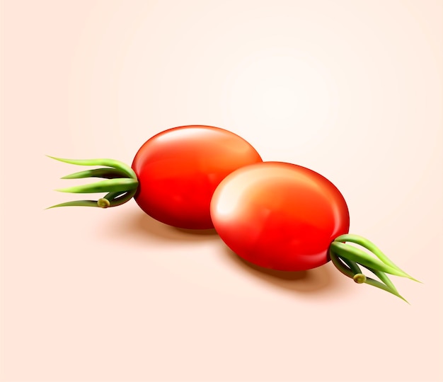 Close up look at fresh tomatoes in 3d style