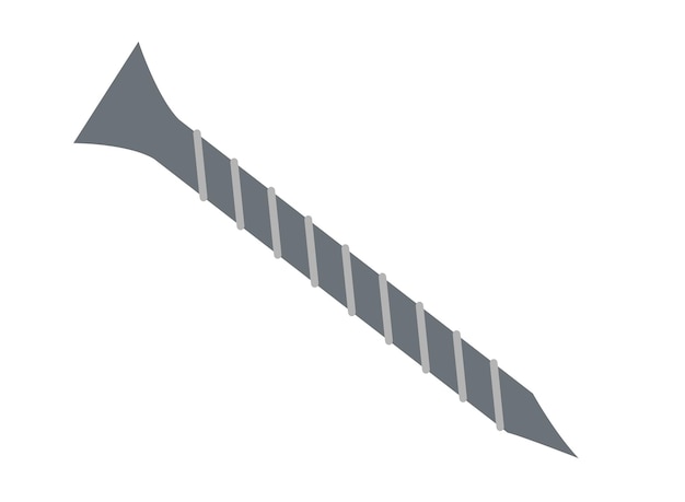 close-up of a metal screw with thread and sharp head