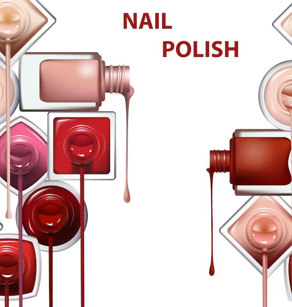 Vector close up of nail polish flow on white background with clipping pathvector template