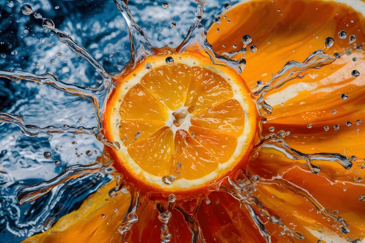 Vector a close up of a orange with water drops