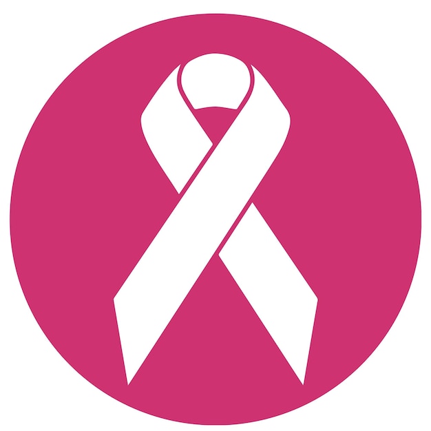 a close up of a pink ribbon in a circle