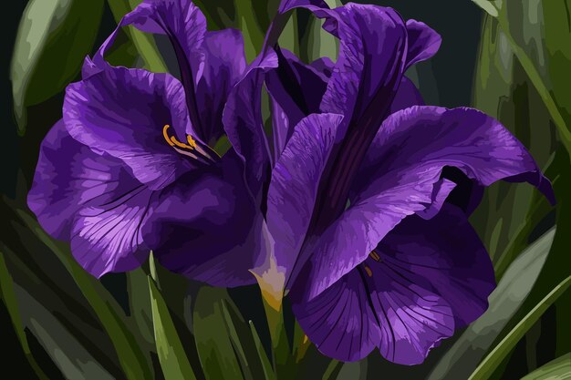 Vector a close up of a purple flower on a black background and vector