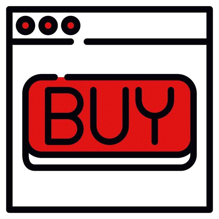 Vector a close up of a red buy button on a white background