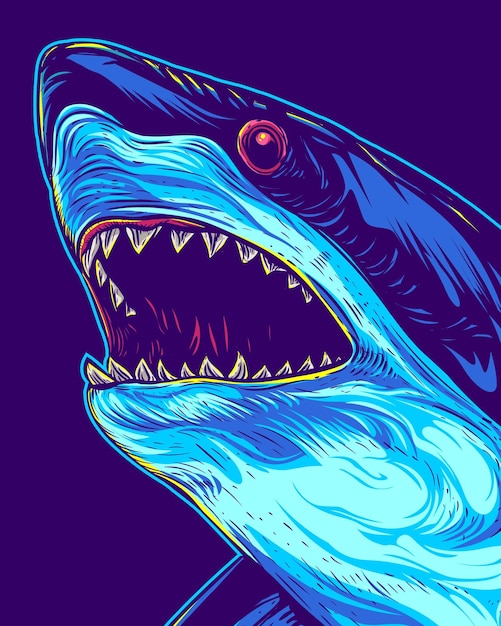 Primo piano illustrazione del design dello squalo