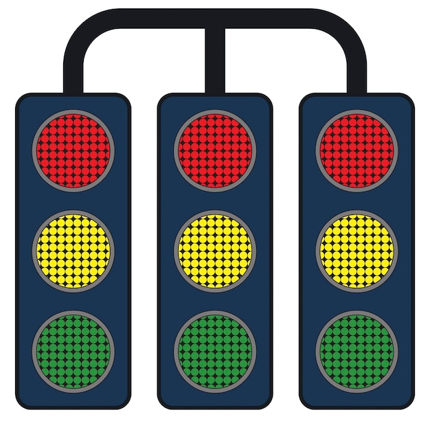 Vector a close up of a traffic light with a red yellow and green light
