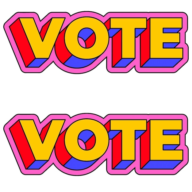 a close up of two different colored letters that say vote