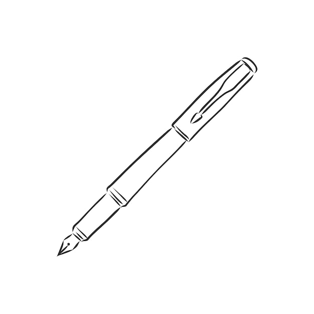 Close-up weergave pen vector schets op witte achtergrond