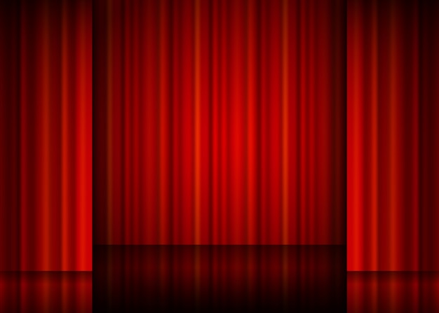 Close view of a red curtain.