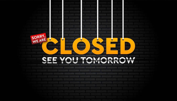 Vector closed banner with brick wall