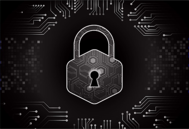 Closed Padlock on digital background cyber security