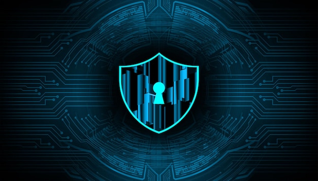 Vector closed padlock on digital background cyber security