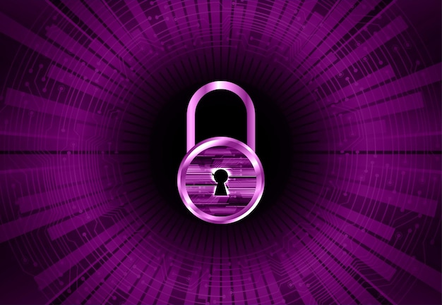 Vector closed padlock on digital background cyber security