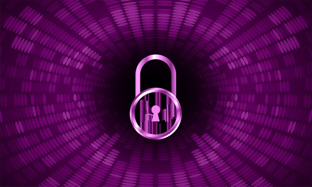 Vector closed padlock on digital background cyber security