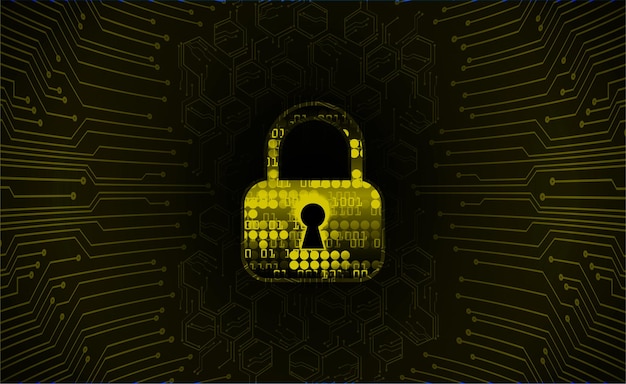 Closed padlock on digital background cyber security