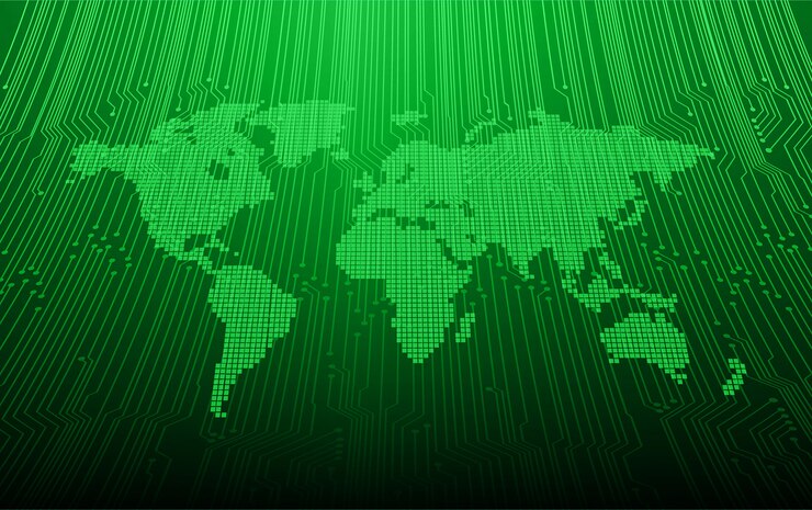 Vector closed padlock on digital background, world cyber security