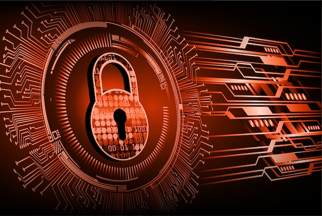 디지털 배경, 사이버 보안에 닫힌 자물쇠