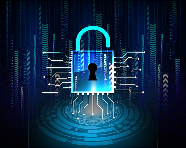 Закрытый замок на цифровом фоне кибербезопасности