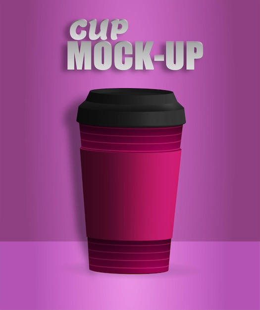 Vector closed paper cup. front view mockup. editable 3d vector realistic illustration