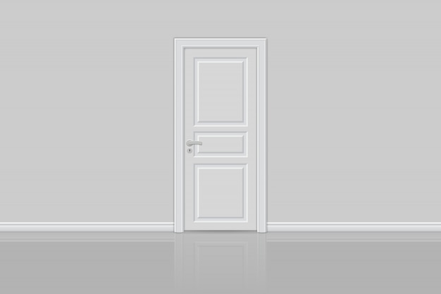 Closed realistic door isolated