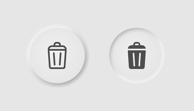 Closed trashcan icon in neumorphism style Icons for business white UI UX Delete symbol Recycling ecology empty wastebacket Neumorphic style Vector illustration