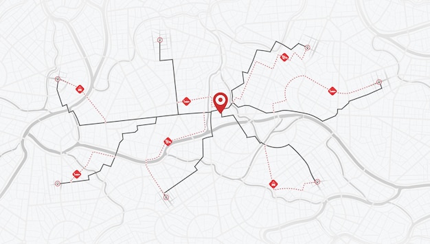 closed turns of the route district road detailed view city city navigation gps map vector