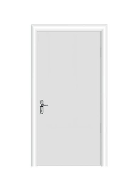 Ingresso bianco chiuso. porta realistica con telaio isolato su sfondo bianco. modello di porta bianca dal design pulito. elemento decorativo della casa