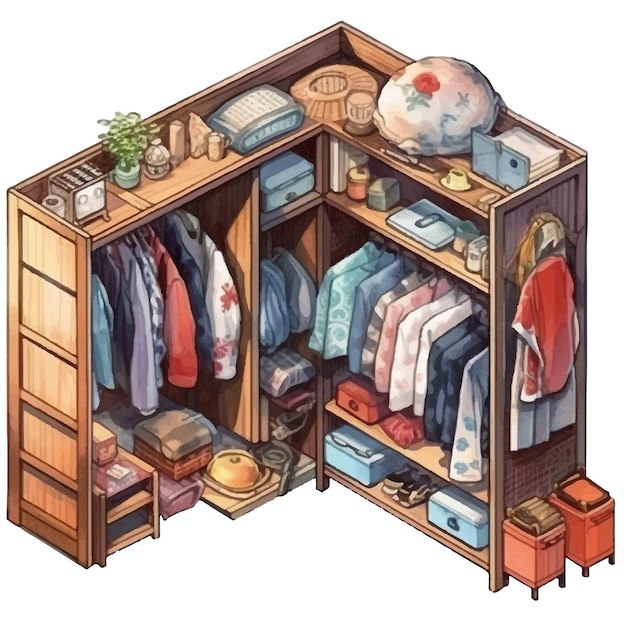 Vector closet watercolor illustration