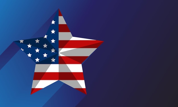 Closeup of american USA flag with star shape united states of america on blue background