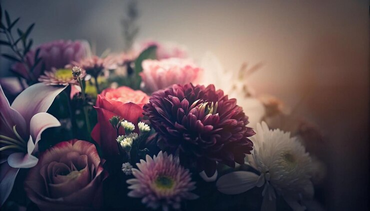 Vector closeup of a beautiful bouquet of mixed flowers