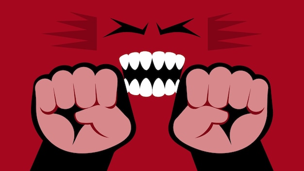 A closeup of clenched fists and gritted teeth symbolizing the internal turmoil and frustration that