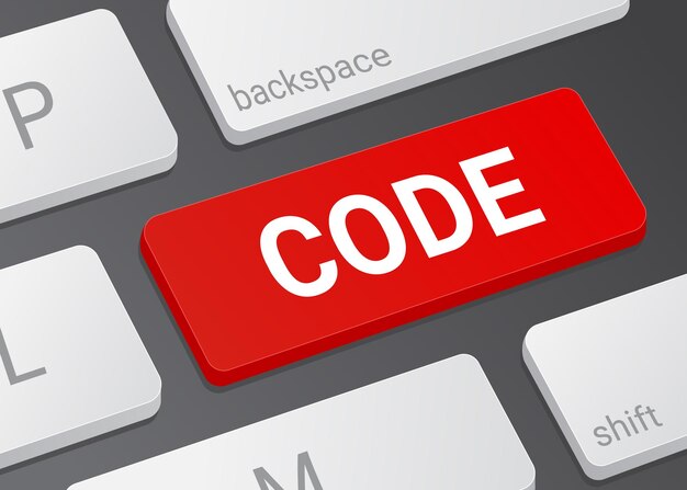 Premium Vector | Closeup of the code button on a realistic white modern ...