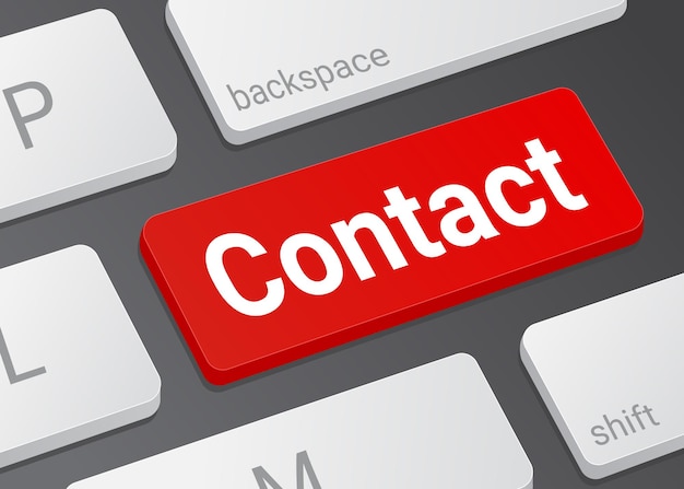 closeup of the contact button on a realistic white modern keyboard illustration of a laptop