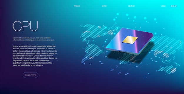  closeup of cpu for web . Integrated communication processor.