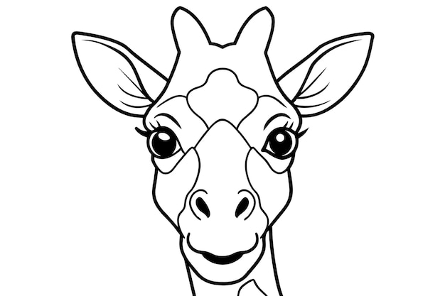 Vector closeup of giraffe face line art vector illustration