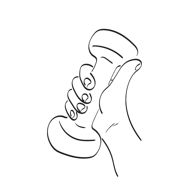 closeup hand holding dumbbell with thumb up illustration vector hand drawn isolated