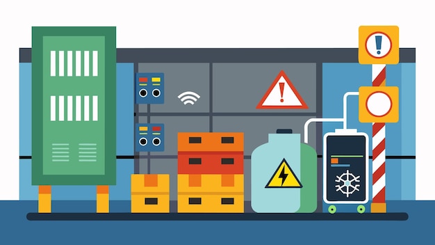 Vector a closeup of a hazardous materials storage unit now equipped with iiotenabled devices that track