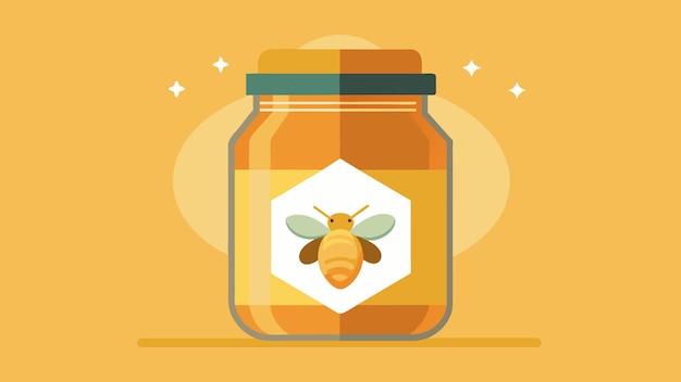 A closeup of a jar of honey with a label boasting its origins from a nearby apiary promoting the