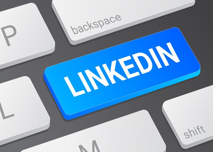 Vector closeup of the linkedin button on a realistic white modern keyboard illustration of a laptop