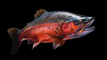 Vector closeup live salmon fish isolated sea fishing sale of fish live red fish salmon vector