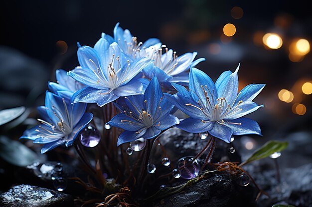 Вектор Близкий взгляд на блестящую голубую мускусную розу на черном фоне